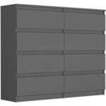 AKORD Komód 8 Fiókos 120 cm R120-S8 - Antracit