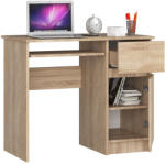  PIKSE számítógépasztal fiókkal, szekrénnyel és kihúzható billentyűzetpolccal, jobb oldali, 90x50x77 cm, sonoma tölgyfa