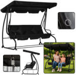  Négyszemélyes kerti hinta, ringatóponyva, szabadon álló, fekete- 26565