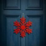 Family Collection Karácsonyi dekoráció - jégkristály - glitteres piros - akasztható - 31 cm, 59704C