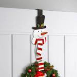 Family Collection Karácsonyi kopogtató, ajtódísz tartó - fém - hóember - 38 cm, 59708B