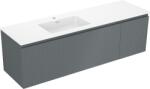 Mexen Rivel dulap de baie 160 cm cu lavoar Otis stâng, 1S, 1D, cu textură canelată, grafit mat/alb mat (91A23-16047-3-BBFF66-W18L01)