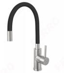 FERRO Fiesta egykaros mosogató csaptelep flexibilis kifolyócsővel, fekete, króm (FE-BFI2FB)