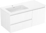 Mexen Rivel dulap baie 100 cm cu lavoar Otis stânga, 2S, 1D, cu textură, alb mat - 91A23-10047-3-BBFFF01-W18L01 (91A23-10047-3-BBFFF01-W18L01)