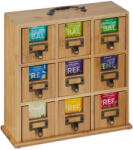 Relaxdays Bambusz teafilter tárolódoboz 9 rekesszel 29x30x11, 5 cm 10046387