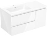 Mexen Orio dulap de baie 90 cm cu chiuvetă Otis stângă, 2S, 1U, alb lucios - 91A13-09047-3-BBFFF00-W18L00 (91A13-09047-3-BBFFF00-W18L00)