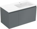 Mexen Rivel dulap baie 90 cm cu lavoar Otis dreapta, 1S, 1D, canelat, grafit mat/alb mat - 91A23-09047-3-BBFF66-W18P01 (91A23-09047-3-BBFF66-W18P01)