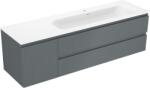 Mexen Rivel dulap baie 160 cm cu lavoar Vela dreapta, 2S, 1D, cu fațetă canelată, grafit/alb mat (91A23-16047-3-BBFFF66-W23P01)