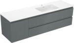 Mexen Rivel dulap de baie 160 cm cu lavoar Otis dreapta, 2S, 1D, canelat, grafit/alb mat - 91A23-16047-3-BBFFF66-W18P01 (91A23-16047-3-BBFFF66-W18P01)