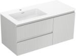 Mexen Rivel dulap baie 100 cm cu chiuvetă Otis pe stânga, 2 sertare, 1 ușă, structură profilată, gri mat/alb mat (91A23-10047-3-BBFFF62-W18L01)