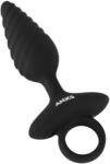 Anos - dop anal cu vibrații și textură striată - silicon negru (54051730000) Vibrator
