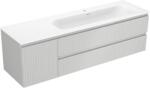 Mexen Rivel dulap baie 160 cm cu chiuvetă Vela pe partea dreaptă, 2 sertare, 1 ușă, cu structură ondulată, gri/alb mat (91A23-16047-3-BBFFF62-W23P01)