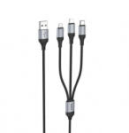 hoco. X102 3in1 USB-A to Lightning, microUSB, USB-C adatkábel, töltőkábel, fekete (18W, 2A, 1m)