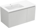 Mexen Rivel dulap baie 90 cm cu lavoar Otis stânga, 1S, 1D, canelat, gri mat/alb mat - 91A23-09047-3-BBFF62-W18L01 (91A23-09047-3-BBFF62-W18L01)