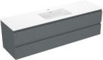 Mexen Rivel dulap de baie 160 cm cu lavoar Otis, 2 sertare, canelată, grafit mat/alb mat - 91A20-16047-2-BFF66-W18M (91A20-16047-2-BFF66-W18M01)