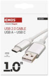 EMOS Töltő- és adatkábel USB-A 2.0 / USB-C 2.0, 1 m, fehér (SM7025W)