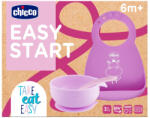 Chicco Easy Start 3 részes szilikon étkészlet kezdő szett 6hó+, rózsaszín