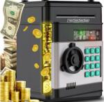 Retoo Széf formájú malacpersely, pin kóddal védhető, fény- és hanghatásokkal, bankjegyhez és pénzérméhez (O623)