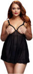 Baci Plus Size - nyitott, pöttyös babydoll - fekete (XL-XXL) (92705900005) - padlizsan