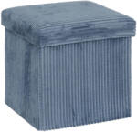 Brius Taburet pliabil Atmosphera Arum din material tip catifea raiat, 38x38x38 cm, albastru inchis (JJ-207381B)
