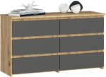 Brius Comoda 6 sertare pal laminat glisiere metalice, 100x35x57 cm, design elegant, stejar artisan gri (AK-52852105) Comoda