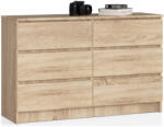 Brius Comoda 6 sertare pal laminat glisiere metalice, 120x40x77 cm, design natural, stejar sonoma (AK-38160989-2/2) Comoda
