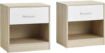 Brius Set 2 noptiere 39x28x41 cm, cu sertar si compartiment deschis, PAL bej natur si alb (EZ-LET819T67)