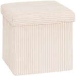 Brius Taburet pliabil Atmosphera Arum din material tip catifea raiat, 38x38x38 cm, ivoire (JJ-207381A)