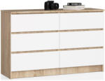 Brius Comoda 6 sertare pal laminat glisiere metalice, 120x40x77 cm, design modern, stejar sonoma alb (AK-38161986-2/2) Comoda