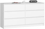 Brius Comoda 6 sertare pal laminat glisiere metalice, 138x40x77 cm, design luminos, alb (AK-12219669-2/2) Comoda