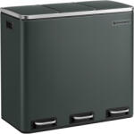 Brius Cos de gunoi din inox cu 3 compartimente colectare selectiva, cu galeti interioare, 3x18litri, gri inchis (EZ-LTB54GS) Cos de gunoi
