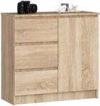 Brius Comoda pal 3 sertare si dulap cu rafturi, 80x35x77 cm, design natural, stejar sonoma (AK-52850507) Comoda