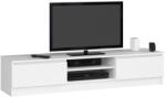 Brius Comoda tv pal 2 usi rafturi centrale media, 160x40x33 cm, design modern, alb (AK-38167186) Comoda