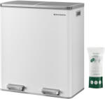 Brius Cos gunoi dublu 2x30l pedale galeti detasabile otel, 59x32x65 cm, colectare selectiva, alb (EZ-LTB60WT) Cos de gunoi