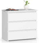 Brius Noptiera pal 3 sertare glisiere metalice, 60x35x57 cm, design luminos, alb (AK-12219584)