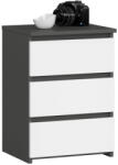 Brius Noptiera pal 3 sertare glisiere metalice, 40x35x57 cm, design modern, gri grafit alb (AK-52852563)