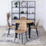  Étkezőgarnitúra 4 db. Bézs Bársony Aris székkel. Bővíthető asztal HARRY 102-142 cm (ME-HARRY-DR-CZ-S-ARIS-BZ-V-Z4-K)