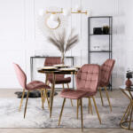  Étkezőgarnitúra 4 db. Rózsaszín Lucky székkel. Asztal: TINGA 100 cm (ME-TINGA-CZ-S-LUCKY-R-ZL-V-Z4-K)