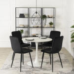  Fehér Márványhatású Kerek Étkezőasztal. SANDER 90 cm (ME-ME-SANDER-B-B-S)