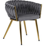  Elegáns Szürke Étkezőszék Arany Lábbal. CAPRI (ME-ME-CAPRI-P-ZL-V-K)