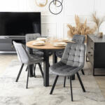  Étkezőgarnitúra 4 db. Szürke Rick székkel. Bővíthető asztal HARRY 102-142 cm (ME-W-HARRY-DC-CZ-S-RICK-P-V-Z4-K)