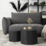  Dohányzóasztal Szett Fekete Márvány Színben. LEILA (ME-ME-LEILA-CZ-L)