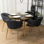  Étkezőgarnitúra 4 db. Fekete Innes székkel. Asztal: TINGA 100 cm (ME-TINGA-CZ-S-INNES-CZ-ZL-V-Z4-K)