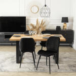  Étkezőgarnitúra 4 db. Fekete Bársony Irys székkel. Bővíthető asztal EDWIN 160-260 cm (ME-EDWIN-DZ-S-IRYS-CZ-V-Z4-K)