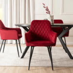  Elegáns Bordó Bársony Étkezőszék BRESSO (ME-ME-BRESSO-BOR-CZ-V-K)