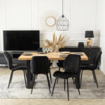  Étkezőgarnitúra 6 db. Fekete Bársony Irys székkel. Bővíthető asztal EDWIN 160-260 cm (ME-EDWIN-DZ-S-IRYS-CZ-V-Z6-K)