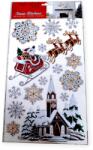  Karácsonyi matrica Mikulással, szánkóval és templommal - 24x41cm (1207932)