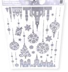  Karácsonyi ablakmatricák ház és templom mintával ezüst csillogással 30x42cm (1228487)