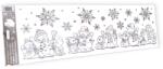  Karácsonyi ablakmatricák hóember és pelyhek ezüst 20x60cm (1228486)