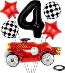  Lufi szett fóliából, versenyautók, 4. születésnapra, héliummal